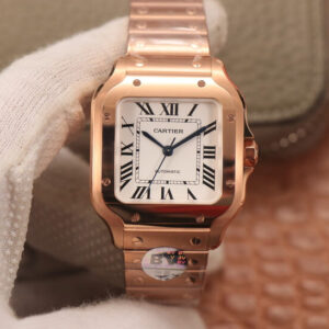 Replica Cartier De Santos WSSA0010 BV Factory 18K Rose Gold White Dial watch