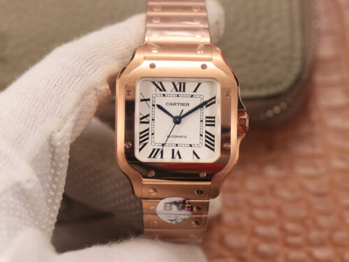 Replica Cartier De Santos WSSA0010 BV Factory 18K Rose Gold White Dial watch