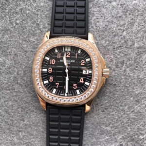 Replica Patek Philippe Aquanaut PPF Factory Rose Gold Black Strap watch