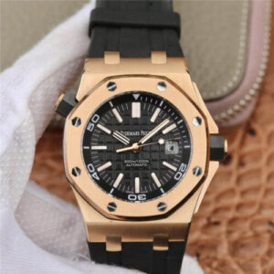 Replica Audemars Piguet Royal Oak Offshore 15710 JF Factory V8 Rose Gold Black Strap watch