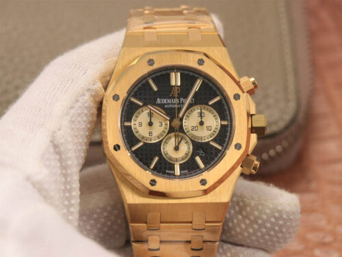 Replica Audemars Piguet Royal Oak Chronograph 26331 OM Factory V2 Yellow Gold Black Dial watch