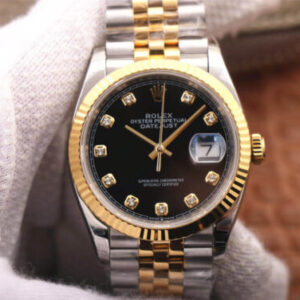 Replica Rolex Datejust M126233-0021 EW Factory Diamond Black Dial watch