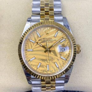 Replica Rolex Datejust M126233-0037 EW Factory Golden Palm Leaf Pattern Dial watch