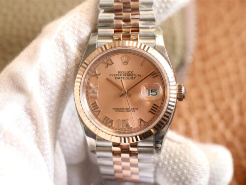 Replica Rolex Datejust M126231-0027 EW Factory Rose Gold Dial watch