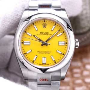 Replica Rolex Oyster Perpetual M124300-0004 41MM EW Factory Yellow Dial watch