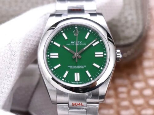 Replica Rolex Oyster Perpetual M124300-0005 41MM EW Factory Green Dial watch