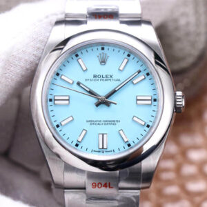 Replica Rolex Oyster Perpetual M124300-0006 41MM EW Factory Turquoise Blue Dial watch
