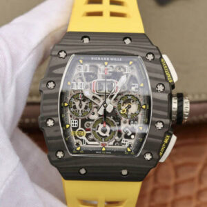 Replica Richard Mille RM11-03 KV Factory Carbon Fiber Case Yellow Strap watch