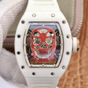 Replica Richard Mille RM52-01 KV Factory Red Skull Dial White Strap watch