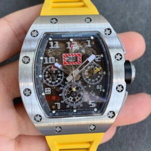 Replica Richard Mille RM11 KV Factory Titanium Yellow Rubber Strap watch