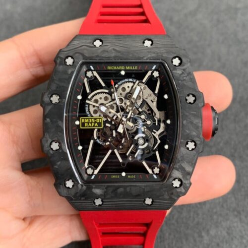 Replica Richard Mille RM35-01 KV Factory Carbon Fiber Red Strap watch