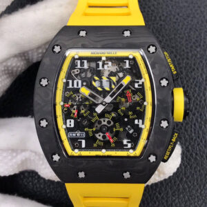 Replica Richard Mille RM-011 KV Factory Forged Carbon Yellow Strap watch