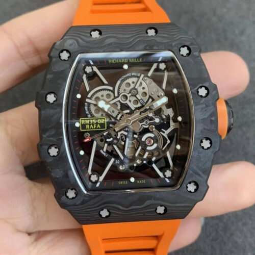 Replica Richard Mille RM35-02 KV Factory V3 Carbon Fiber Orange Strap watch