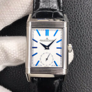 Replica Jaeger LeCoultre Reverso Tribute Double-sided Double Time Zone Flip MG Factory Cowhide Strap watch