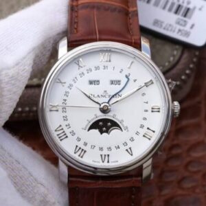 Replica Blancpain Villeret 6654 OM Factory V2 White Dial Cowhide Strap watch