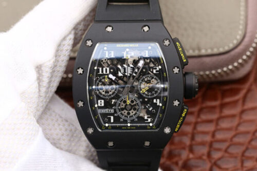 Replica Richard Mille RM-011 KV Factory Carbon Fiber Black Strap watch