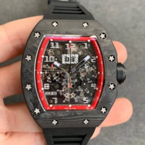 Replica Richard Mille RM011 KV Factory Carbon Fiber Skeleton Dial Rubber Strap watch