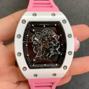 Replica Richard Mille RM055 KV Factory V2 Ceramic Pink Strap watch