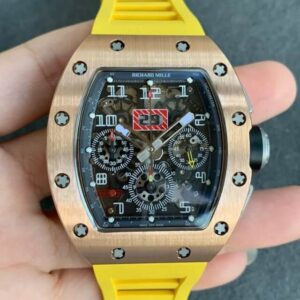 Replica Richard Mille RM011 KV Factory Rose Gold Rubber Strap watch