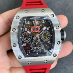 Replica Richard Mille RM011 KV Factory Red Rubber Strap watch