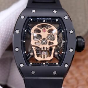 Replica Richard Mille RM52-01 Tourbillon JB Factory Rose Gold Skull watch