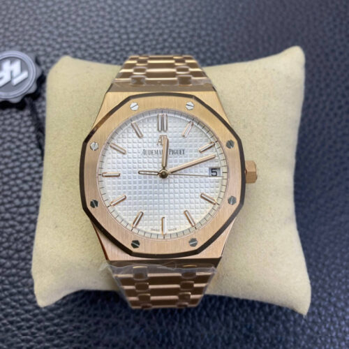 Replica Audemars Piguet Royal Oak 15500 ZF Factory Rose Gold White Dial watch