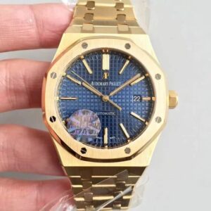 Replica Audemars Piguet Royal Oak 15400OR JF Factory Yellow Gold Blue Dial watch