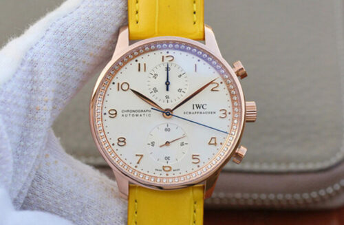 Replica IWC Portuguese ZF Factory Yellow Leather Strap watch