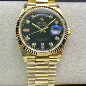 Replica Rolex Day Date 118208 EW Factory Diamond-set Black Dial - AR Replica Watches