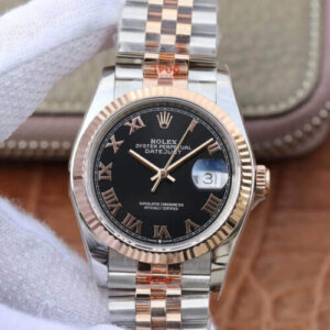 Replica Rolex Datejust 116231 36MM GM Factory Rose Gold Black Dial watch