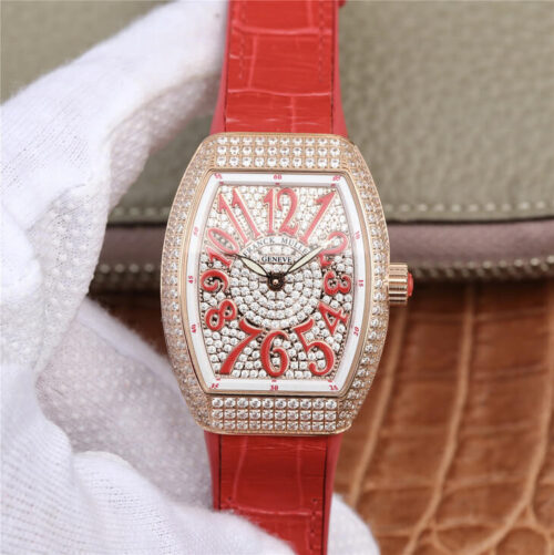 Replica Franck Muller Vanguard Ladies 1:1 Best Edition ABF Silicone Cowhide Strap Watch