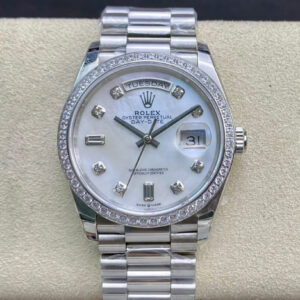 Replica Rolex Day Date 128396TBR-0005 EW Factory Diamond-Set Bezel Watch