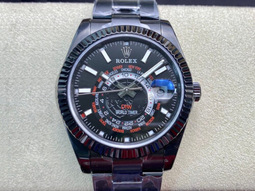 Replica Rolex Sky Dweller 40MM WWF Factory Black Strap Watch