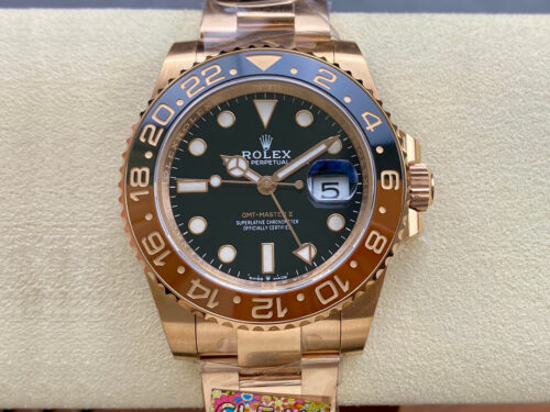 Replica Rolex GMT Master II M126715CHNR-0001 Clean Factory Gold Strap Watch