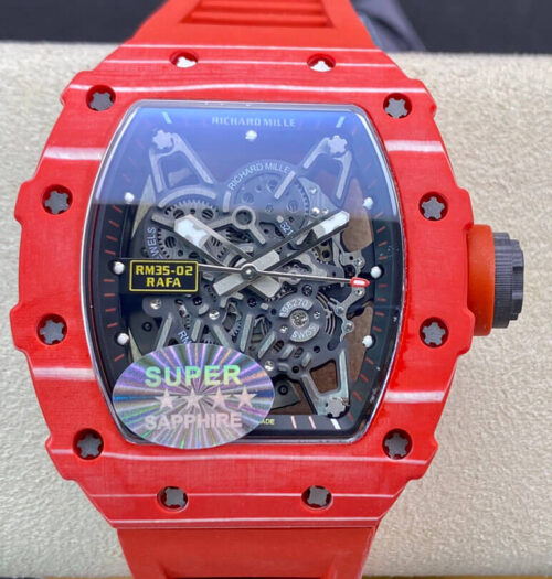 Replica Richard Mille RM035-02 RM Factory Red Rubber Strap Watch