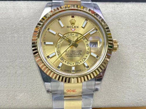 Replica Rolex Sky Dweller M326933-0001 V2 Noob Factory Gold Dial Watch
