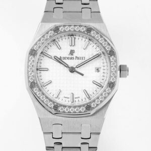 Replica Audemars Piguet Royal Oak 77350ST 8F Factory Diamond-Set Bezel Watch