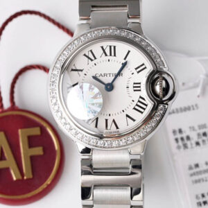 Replica Ballon Bleu De Cartier 28MM W4BB0015 AF Factory Diamond-Set Bezel Watch