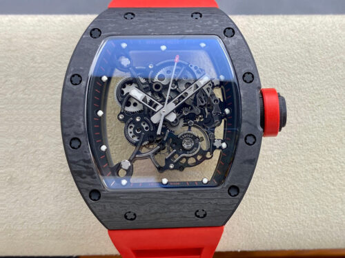 Replica Richard Mille RM-055 BBR Factory Red Rubber Strap Watch