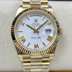 Replica Rolex Day Date M228238-0042 EW Factory White Dial Gold Strap Watch