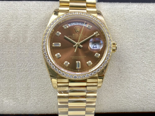Replica Rolex Day Date M128348RBR-0005 EW Factory Diamond-Set Bezel Watch