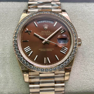 Replica Rolex Day Date M228345RBR-0009 EW Factory Gold Strap Watch