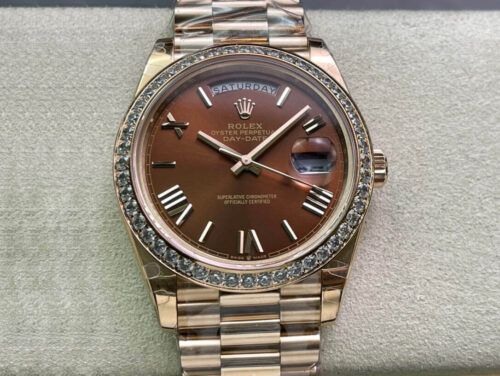 Replica Rolex Day Date M228345RBR-0009 EW Factory Gold Strap Watch