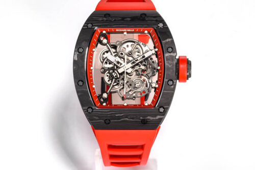 Replica Richard Mille RM055 NTPT BBR Factory Carbon Fiber Case Red Strap Watch