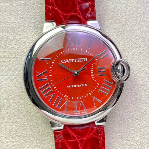 Replica Ballon Bleu De Cartier 36MM 3K Factory Red Strap Watch