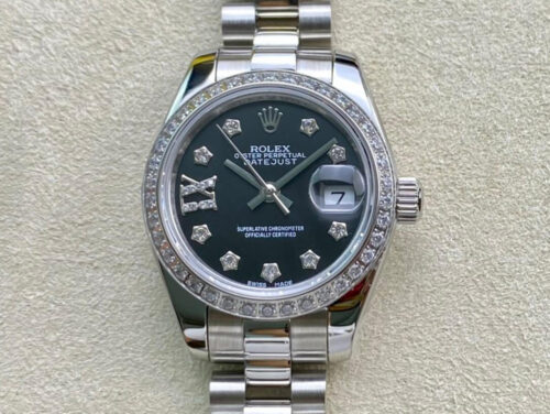 Replica Rolex Datejust 28MM BP Factory Black Diamond Dial Watch
