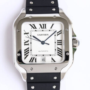 Replica Cartier Santos WSSA0018 GF Factory V2 Black Rubber Strap Watch