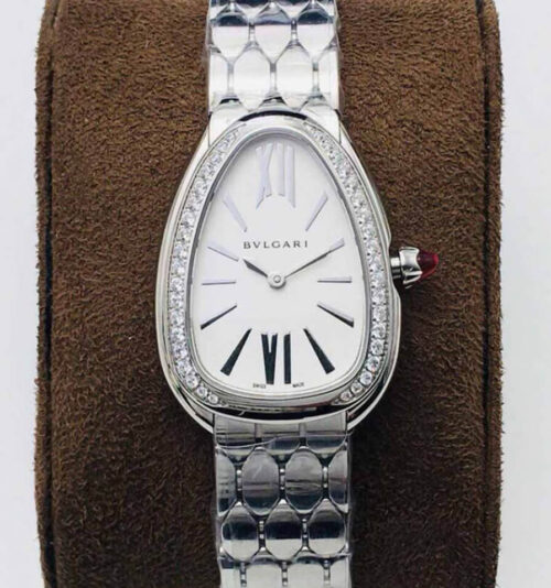 Replica Bvlgari Serpenti 103361 BV Factory Silver Diamond Bezel Watch