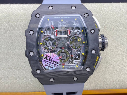 Replica Richard Mille RM-011 KV Factory Purple Rubber Strap Watch