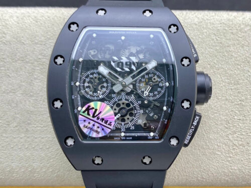 Replica Richard Mille RM011 KV Factory Ceramic Black Strap Watch